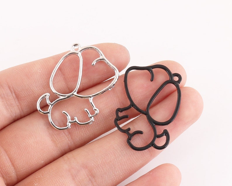 Dog pendant Metal frame pendant Charm Earring Charm Bracelet Charm Jewelry Charm Craft Supplies Pendant Findings 4pcs