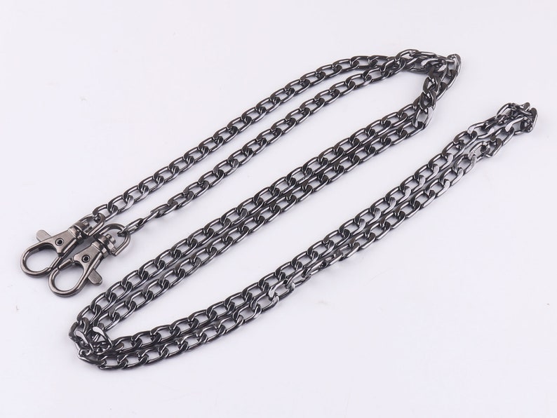 Bag Chain Shoulder Purse Strap Chain Ends with Lobster Clasp Handle Chain Super light Gunmetal 126cm
