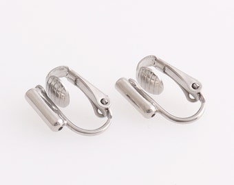 Clip on Earring Earring Clip Converter Non pierced Clip Adapter Ear Clips Earring Adaptor Earring Making Silver 10 pairs