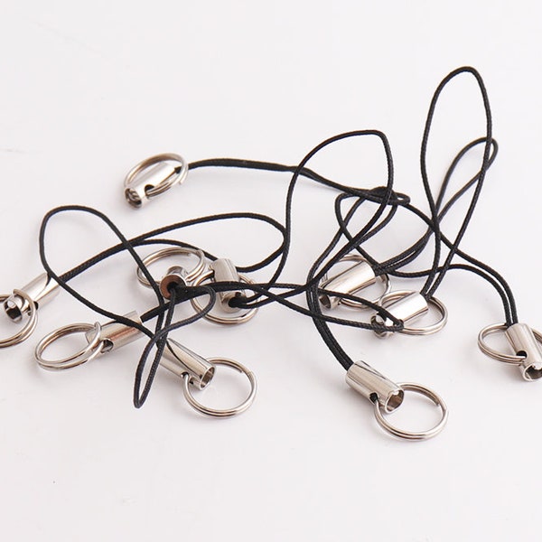 50pcs Black Cellphone Straps Mobile Lariat Strap Cord Cellphone Cords Lanyard Strap Key Ring Chain Jewelry Making