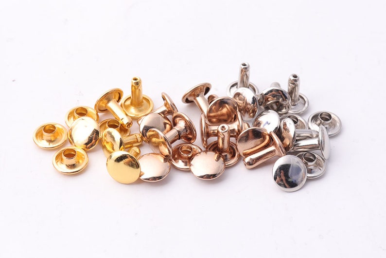 50pcs Double Cap Rivets 9mm Rivets Rose Gold Rivet Gold Rivet Etsy