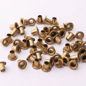 200pcs 4mm Eyelets Gold Grommets Round Eyelets Small Eyelets tiny Eyelets Brass Grommets Eyelets Rapid Rivets