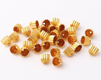 30pcs pompon Cap or perle caps conclusions de pompon de perles or embouts cordon se termine embout fin embouts pour 7mm