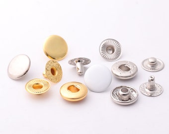 30set 12mm Snap Buttons Gold silver white Snap Fasteners Press Stud Leather Craft Closure Fasteners for purse bag clothing