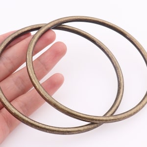 O Ring Bag Handles Large O Ring Buckles O Handle Purse Handle Purse Hardware Alloy Rings Seamless 90mm(inner) Bronze 2pcs