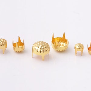 Gold Nailhead studs 5mm 7mm 9mm Round Studs Dome Studs Metal Studs Nailheads rivet studs Spots Punk Rock Nailheads Spikes for DIY Findings