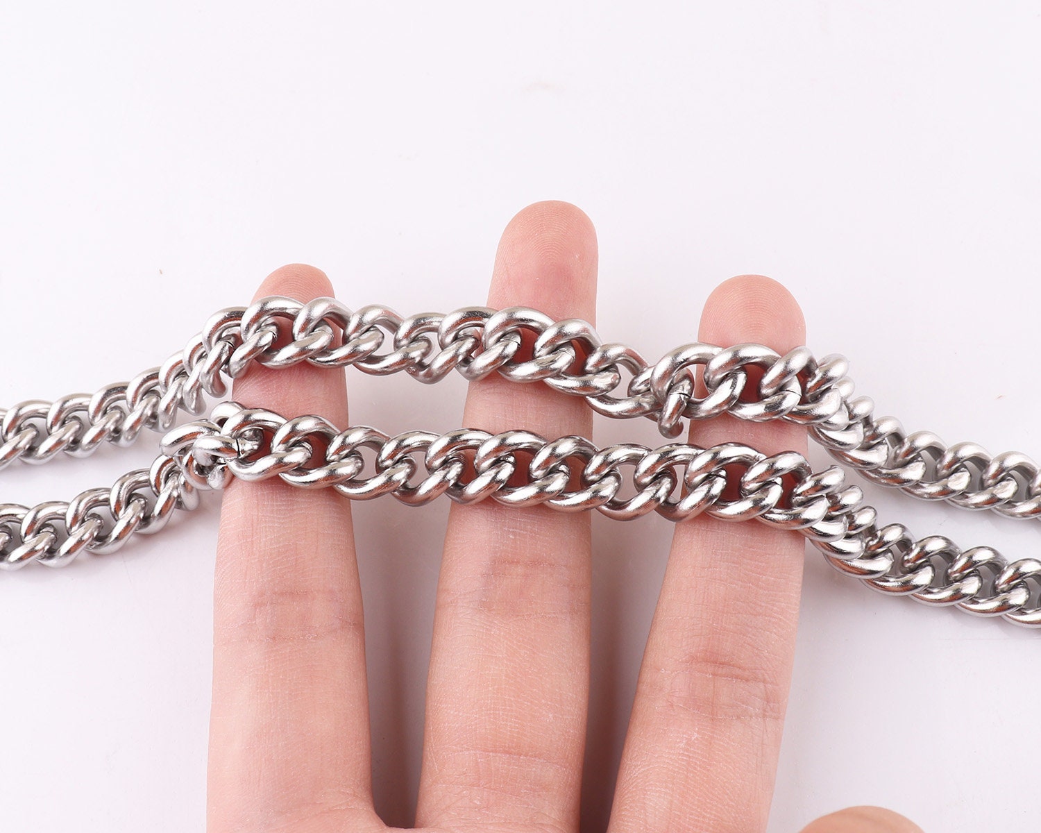 Silver Chains Stainless Steel Open Link Chain Twisted Chains Etsy UK
