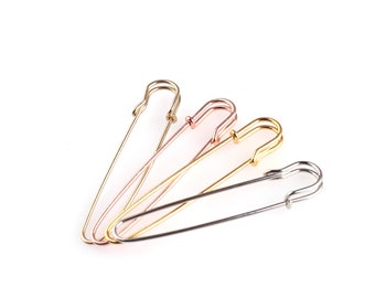 10pcs Rose or/Light gold/silver/gold Jumbo Safety Pins Large Safety Pins/ 85mm Mix and Match Colors Great for stocking Zippers