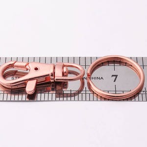 10pcs Rose Gold Keychains Lobster clasp with Split Keyrings Swivel key chain clasp Keychain Key Ring With Lobster Swivel Clasps image 2