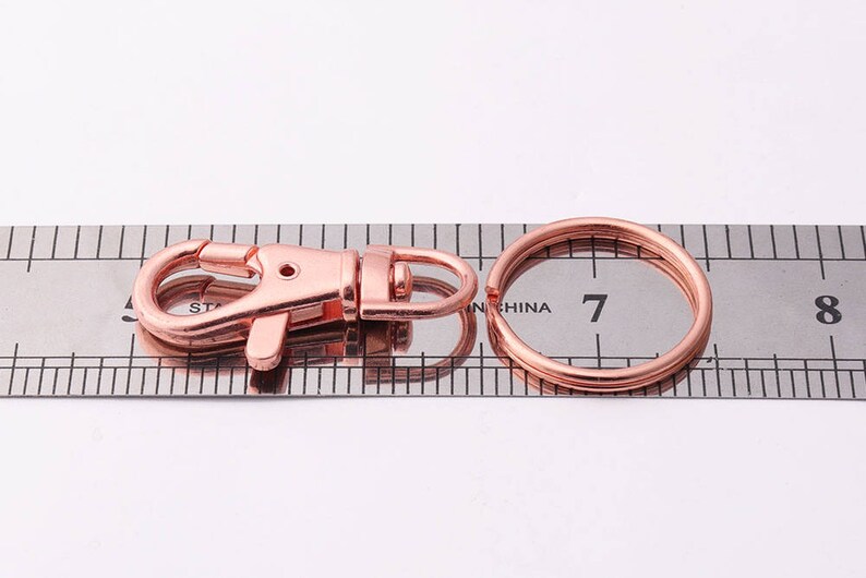 10pcs Rose Gold Keychains Lobster clasp with Split Keyrings Swivel key chain clasp Keychain Key Ring With Lobster Swivel Clasps image 2