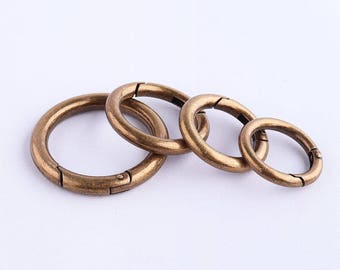 6pcs Antique Brass Spring Gate Gate Ring Bague de Grille Poussée Porte O Bague Push Snap Hooks 28mm 31mm 35mm 44mm