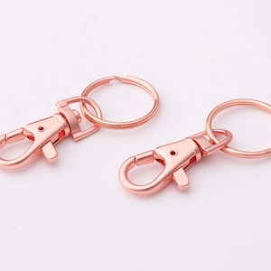 10pcs Rose Gold Keychains Lobster clasp with Split Keyrings Swivel key chain clasp Keychain Key Ring With Lobster Swivel Clasps