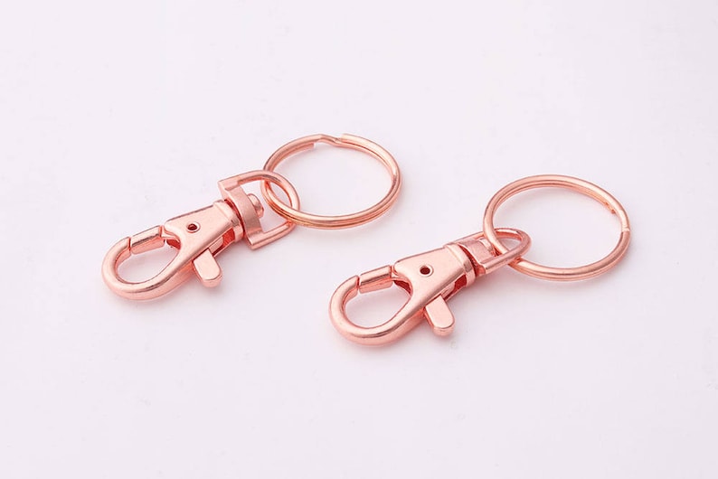 10pcs Rose Gold Keychains Lobster Clasp With Split Keyrings Etsy