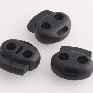 Cord Stopper Spring Toggle Double Toggle Flat Rope Lock Spring Lock Cord Lock Plastic Toggle Lock 4mm hole Black 30pcs