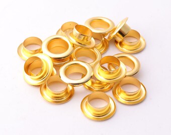 100set oro occhielli 13 mm * 7,5 5mm (OD * ID * altezza) Round Grommet occhiello occhielli in metallo in metallo borsa trovare Hardware