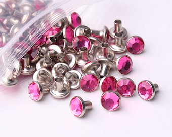 30pcs Rhinestone rivets snap 7mm Single Cap Rivets Rapid Rivets Studs Crystal Rivets Decorations Findings