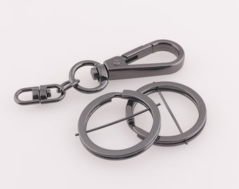 Keychain Key Ring With Lobster Swivel Clasps Snap Clip Hook, Key Ring, Split Rings Key Ring Bulk Gunmetal 10pcs