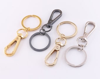 Schlüsselanhänger mit Karabiner Drehverschluss Karabinerhaken gunmetal/silber/gold/hellgold 6stk
