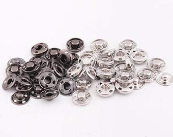 10mm 12mm 14mm Snap Fastener Gunmetal Silver Snap Buttons Press Stud Leather Craft Closure Fasteners for purse bag clothing