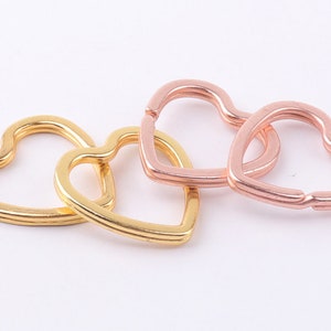 Heart Split Keyrings Gold Rose gold Keychain keyrings Love Split Key Ring Charm Keyrings Key fob keyring split ring Keyring findings