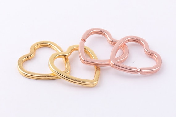 Heart Split Keyrings Gold Rose gold Keychain keyrings Love Split Key Ring Charm Keyrings Key fob keyring split ring Keyring findings