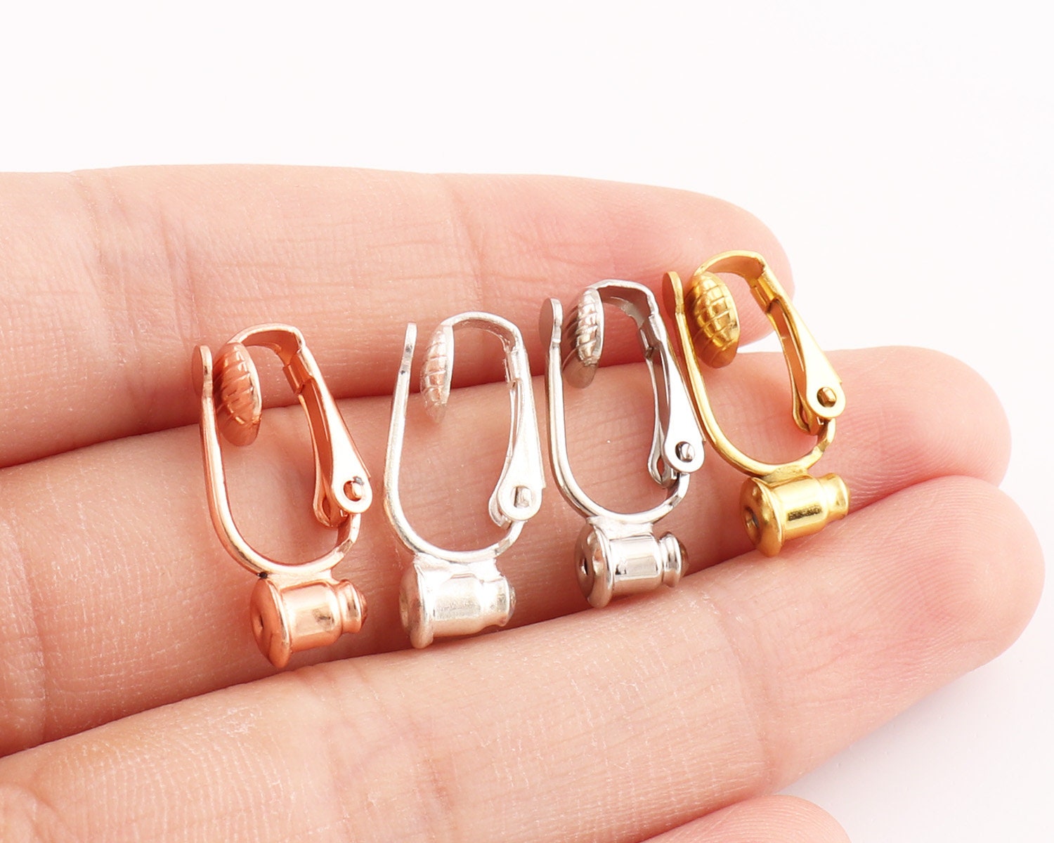 30pcs Earring Clip Backs Copper Clip-on Earring Converter Earring Pads  Hoops Ear Pins Components Findings with Post for Non-Pierced DIY Ears  Jewelry