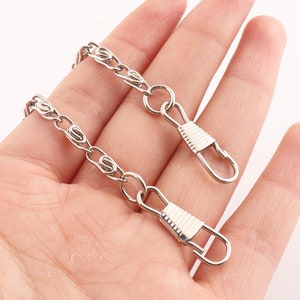 Bag chain silver metal Chain Purse Strap bag hardware Wrist Strap  Chain Strap for Bags/Purses both ends with buckle