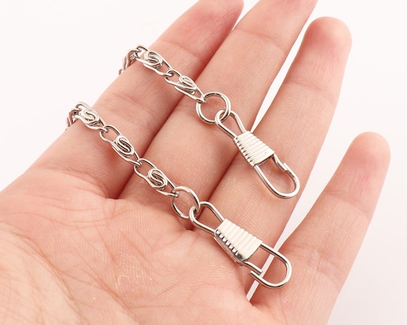 Cadena para bolso de metal plateado para bolso correa para muneca correa de cadena para bolsos o carteras ambos extremos con hebilla Etsy Espana