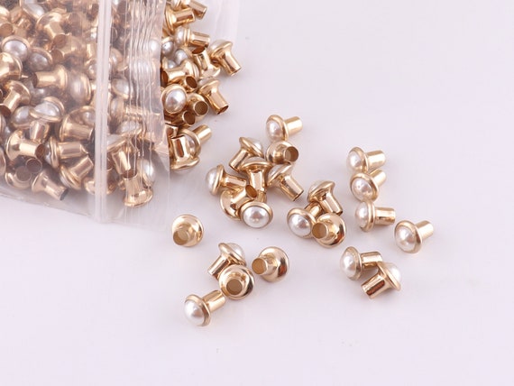 Decorative rivet Round Rivet 6mm Artificial pearls Rapid Rivet Studs Turquoise Punk Studs Jewelry rivets Leather Craft Supplies 50pcs