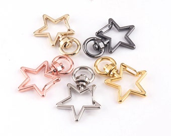 Swivel Clasp Snap Purse Hooks 3/8"inch(8mm) Charm Hooks Star shaped Push Gate Lobster clasp 8pcs