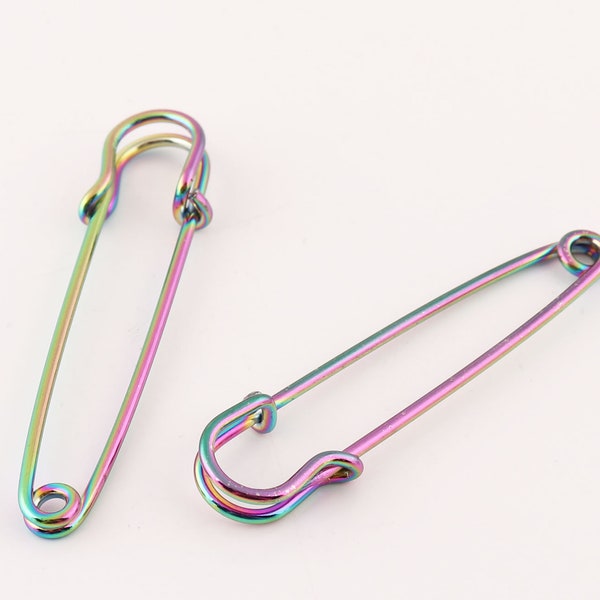 4pcs arc en ciel des épingles de sûreté 57mm grosse épingle à nourrice géantes des épingles de sûreté géant or Kilt Pins Pins grand des épingles de sûreté