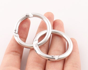 Silver Spring gate ring 38mm(od) o-rings round gate ring spring ring clasp push gate o ring Push Snap Hooks 8pcs