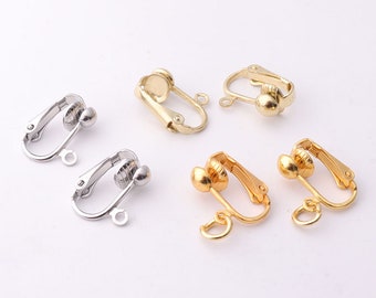 6pairs Clip on earring gold silver brass earring Clip converter non pierced clip adapter ear Clips clip earring adaptor