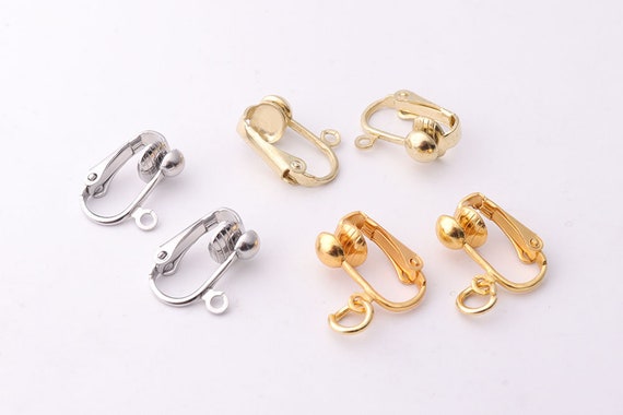 6pairs Clip on earring gold silver brass earring Clip converter non pierced  clip adapter ear Clips clip earring adaptor