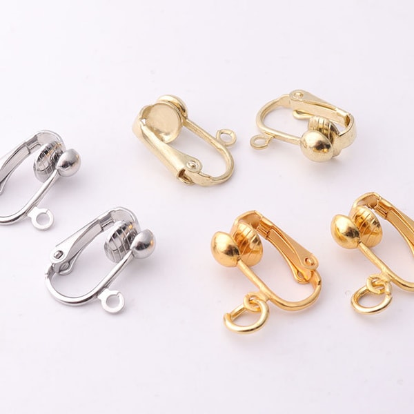 6pairs Clip on earring gold silver brass earring Clip converter non pierced clip adapter ear Clips clip earring adaptor