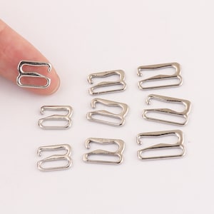 50pcs G hooks Silver Bra Strap Slider Buckles Slide Hooks Adjusters Buckles For Swimwear or Bra Supplies 12mm 9.5mm 8mm