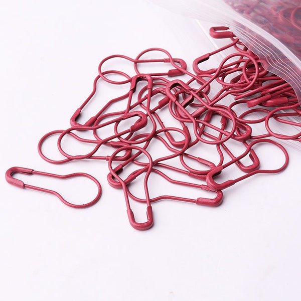 Red Safety Pins Coiless Safety Pins Bulb Safety Pins Pear safety pins knitting pin Removable Stitch Markers 100pcs