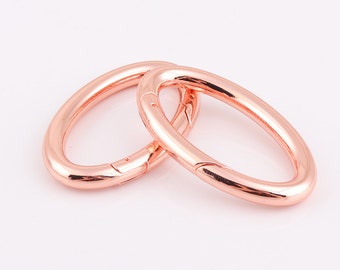 Rose gold Spring gate ring Oval gate ring keyring clasp metal oval rings spring ring clasp push gate o rings Push Snap Hooks