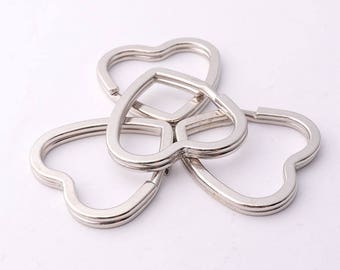 10pcs Silver Heart Split Keyrings Love Key chain Key Ring Charm Keyrings Keychain Key fob keyring split ring Keyring findings