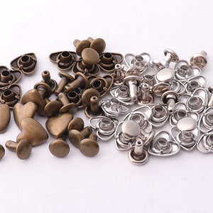 30pcs Rivets 8mm Bronze Silver Heart Rivet Studs heart studs Rapid Rivet Studs for Purses Bags Leathercraft Decorations
