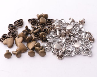30pcs Nieten 8mm Bronze Silber Herz Rivet Ohrstecker Herz Ohrstecker Rapid niet-Bolzen für Geldbörsen Taschen Lederhandwerk Dekorationen