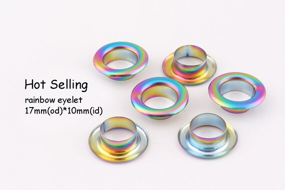 Grommets Eyelets Metal eyelets For Bead Cores Clothes Leather 10set Rainbow Eyelet Grommets with washer 23*13*6.5mm OD*ID*height