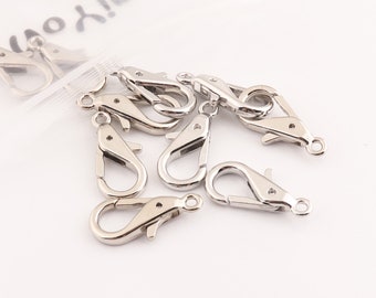 Mini clasp Lobster Clasp Silver Solid Mini Lobster Claw Clasp Closure Jewellery making findings for necklace clasp Bracelet linker 20pcs
