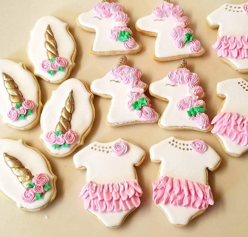 Unicorn Cookies Crown Cookies Birthday Cookies Baby Shower Etsy