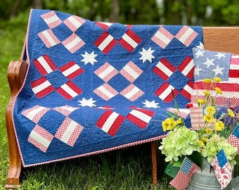 Quiltpatroon nachtelijke hemel 4 juli: patriottisch vuurwerkontwerp (pdf-patroon)