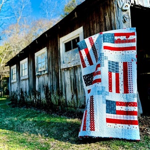 God and Country Quilt Pattern - Patriotic Quilt, Americana Quilt, Quilt of Valor Project (PDF Instant Download Version)