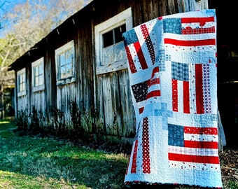 God and Country Quilt Pattern - Patriotic Quilt, Americana Quilt, Quilt of Valor Project (PDF Instant Download Version)