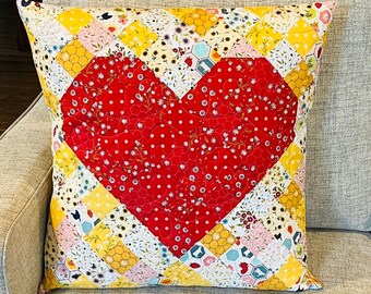 Patrón de cojín acolchado con forma de corazón, Patrón "Te quiero más", Descarga digital instantánea en PDF