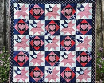 Love of Liberty Quilt Pattern, Patriotic Quilt Pattern - PDF Instant Download Pattern