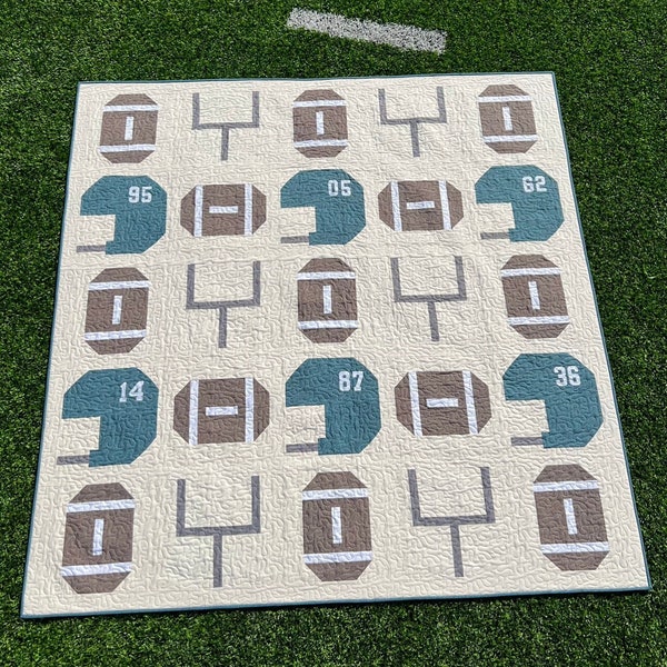 Team Football Quilt Pattern - Paper Print Pattern Version, Mailed